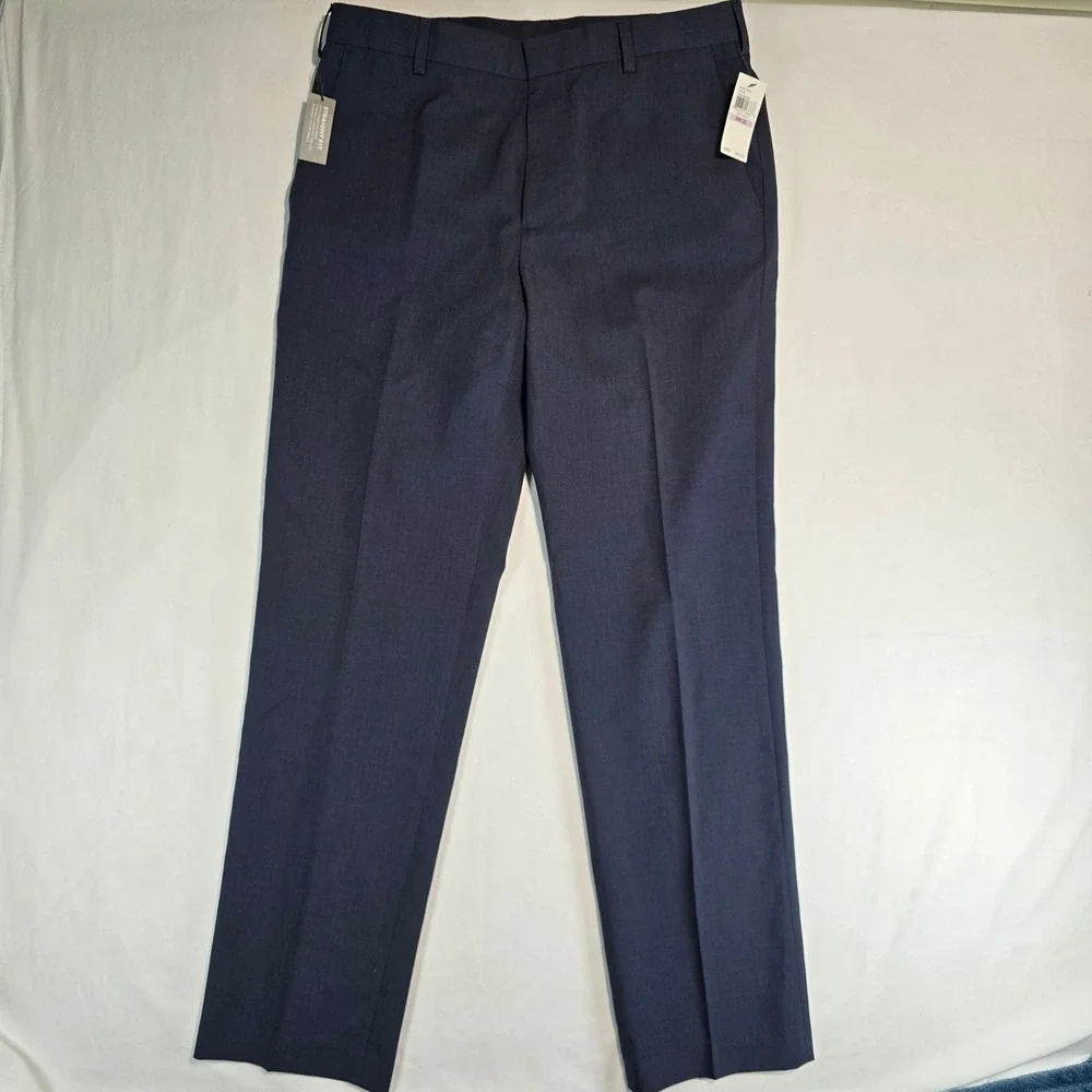 Van Heusen Mens Premium Non-Iron Straight Fit Dress Pants Ash Navy 32x32 536634